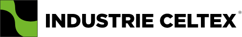Logo Industrie Celtex con forma curva verde e nera su sfondo quadrato
