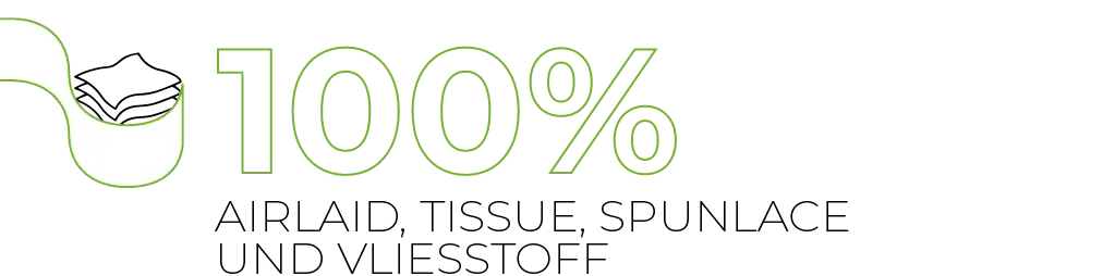 100% AIRLAID, TISSUE, SPUNLACE UND VLIESSTOFF