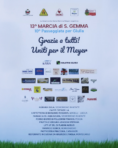 Donazione marcia S. Gemma (2) locandina di ringraziamento dell'evento